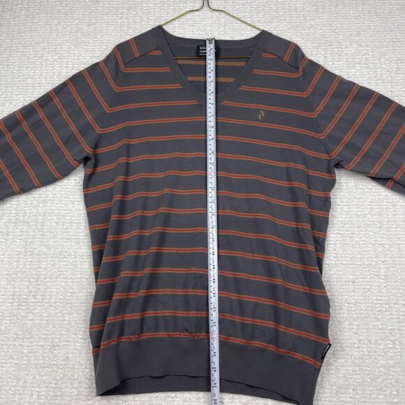 Peak Performance Men's XL V-Neck Sweater Jumper Thin Knit Grey / Red Outdoors - Picture 10 of 16